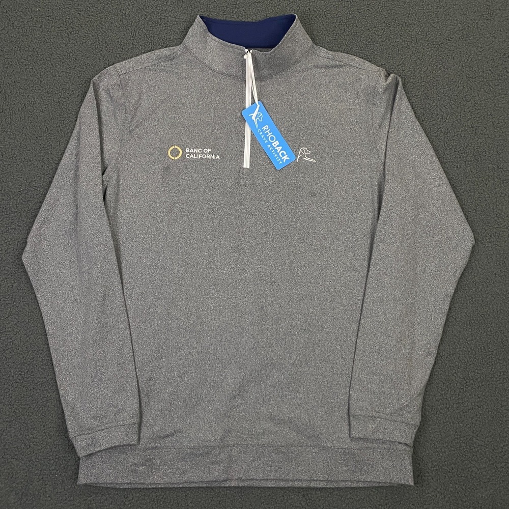 Rhoback Performance Q Zip Pullover size Medium Fog Horn Gray Logo Golf